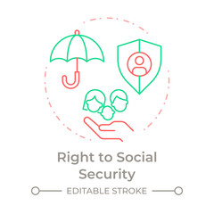 Social security right duo tone concept icon. Government finance, insurance policy. Round two color outline illustration. Abstract vector design. Easy to use in infographic, presentation