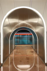 Platform in the subway and a train leaving quickly