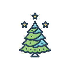 Color illustration icon for christmas tree