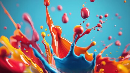 A vibrant abstract paint splash background with bold colors, great for making your graphics stand out with energy and creativity. © ilham