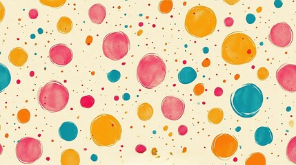 A playful polka dot pattern in bright colors, ideal for creating a fun and cheerful atmosphere in your artwork.