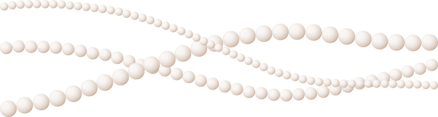 Pearl beads, set of beads of different thickness made of pearls isolated on white background. Vector, cartoon illustration. Vector.