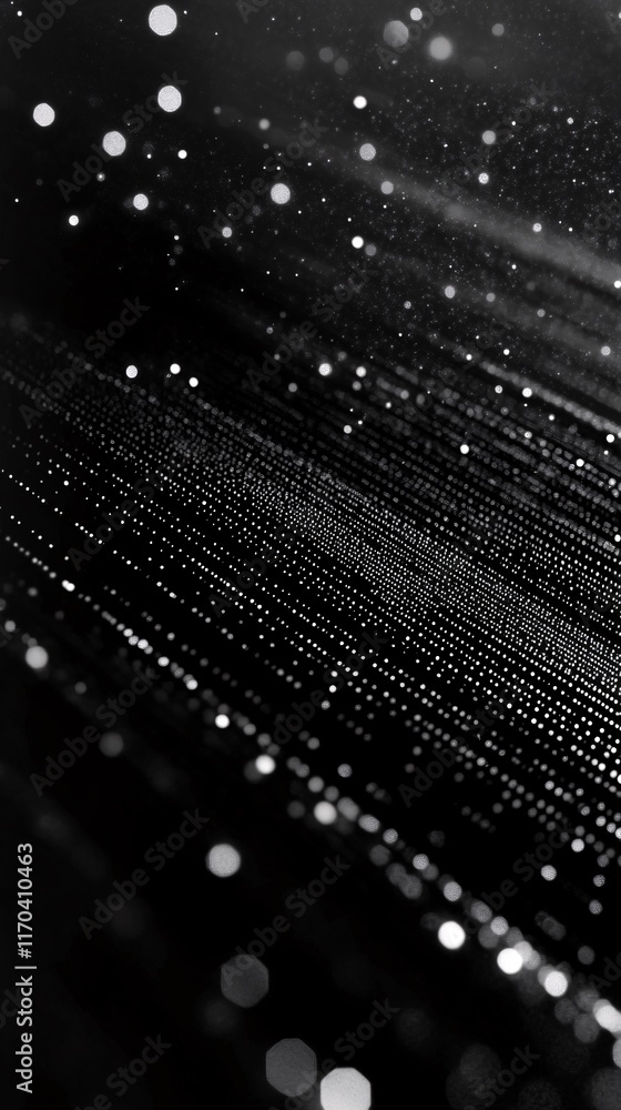 Poster a mesmerizing abstract image depicting radiant particles in a black space.