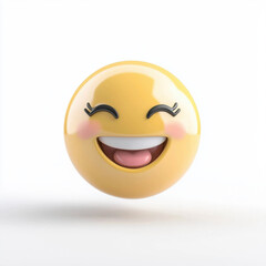 Happy emoji icon with smiling expression and rosy cheeks