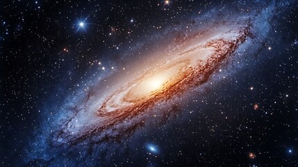 Fototapeta premium A stunning spiral galaxy amidst a field of stars