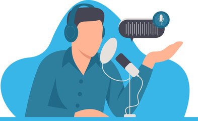 Man Recording Podcast Illustration