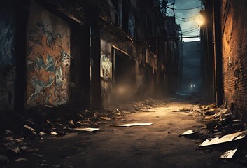 治安の悪い路地のイラスト