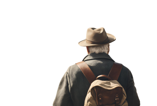 旅立つ老人の後ろ姿