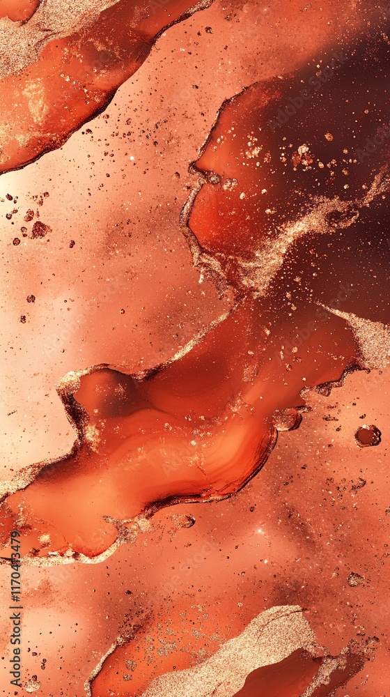Poster abstract art featuring rich, warm hues of orange and gold, creating a fluid and dynamic visual exper