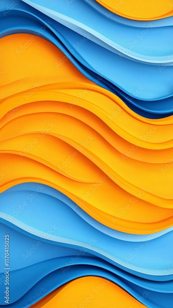 Poster abstract waves of vibrant blue and orange create a dynamic and colorful background.