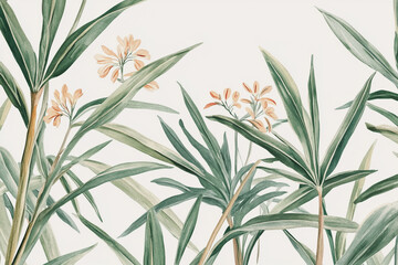 Fototapeta premium Elegant wedding invitation card background vector. Minimal hand painted botanical flowers texture template background. Design for wedding, vip cover, poster, rsvp moderncard.Valentine's Day