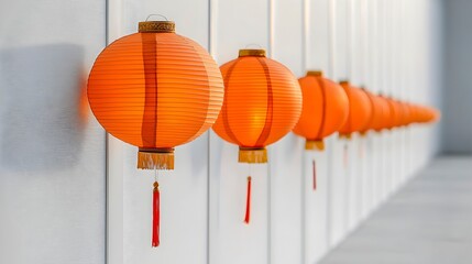 Vibrant Orange Lanterns in a Modern Setting