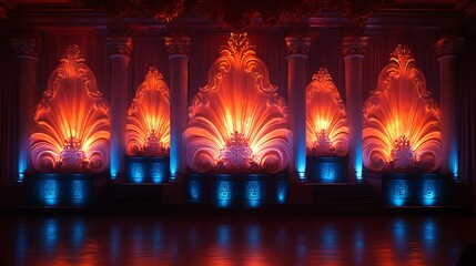 concert stage lighting with fiery red glow high resolution hd image