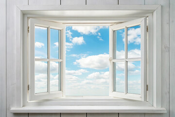 White wooden over summer window background