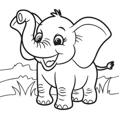 an elephant with flowers and grass