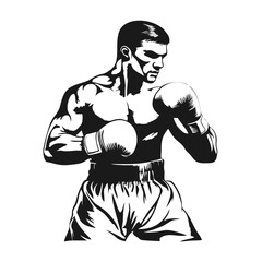 Black and White Boxing Logo Vector