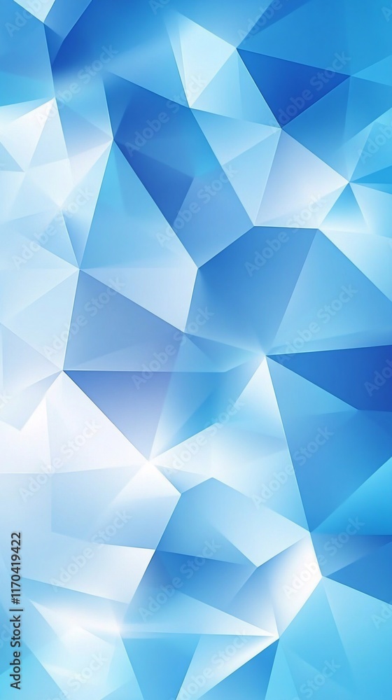 Poster a vibrant abstract background featuring shades of blue with a geometric pattern of triangles, creati
