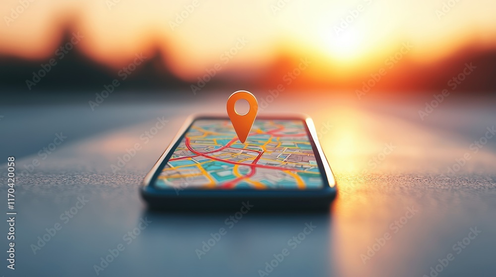 Aufkleber a smartphone displaying a live smart traffic map for urban navigation.