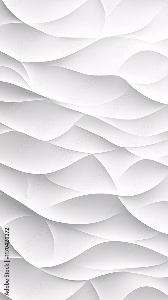 Poster a serene abstract composition of flowing white curves, creating a sense of depth and tranquility.