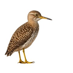 Obraz premium upland sandpiper on piece of wood isolated on white background