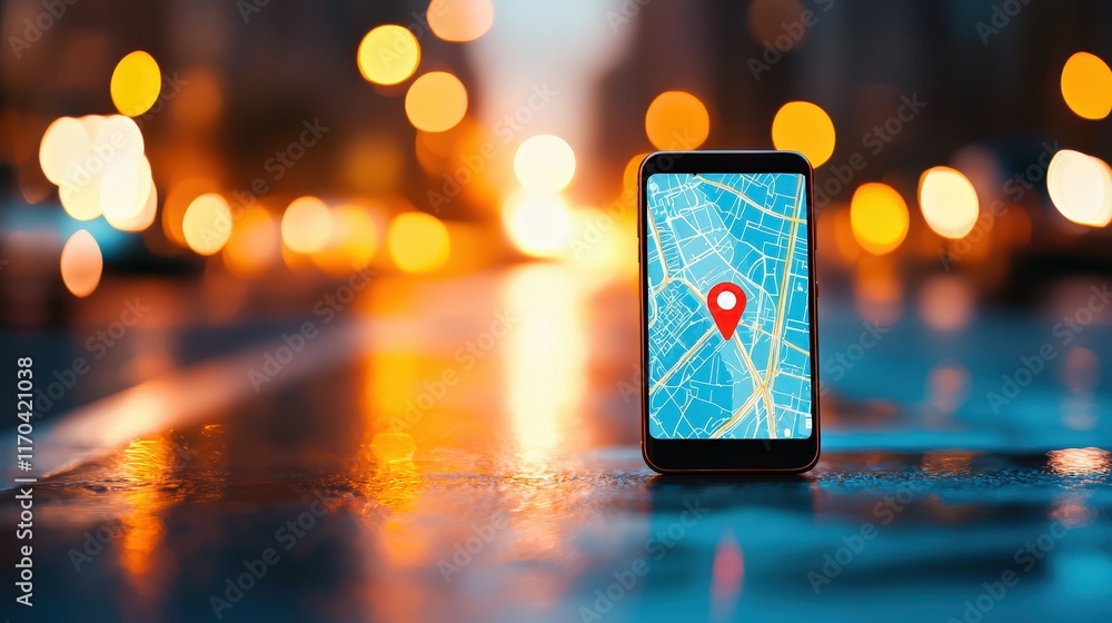 Poster a smartphone displaying a live smart traffic map for urban navigation.
