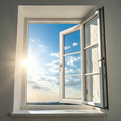 open white window on bright sunny day