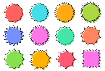 ギザギザ　素材　セット　吹き出し　トゲトゲ　びっくり　衝撃　丸　四角　セール　値引き　値下げ　特別価格　キャンペーン　あしらい　見出し　タイトル　飾り　囲み　縁あり　枠　ポップ　おしゃれ　シンプル　ペン　サインペン　sale sticker,price sticker