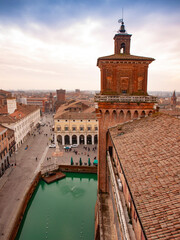 Italia, Veneto, la città di Ferrara. il castello estense.