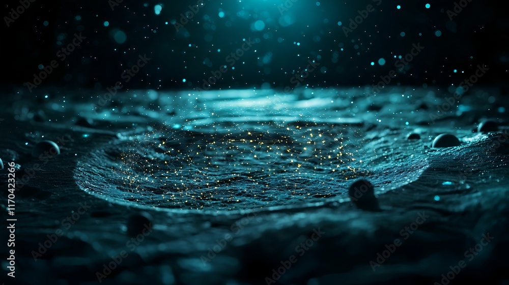 Poster quantum computer visualizing global weather predictions with glowing data streams forming atmospheri