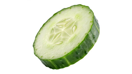 Fresh green cucumber slice isolated on transparent background