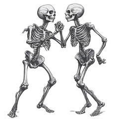 Detailed skeletal structure artwork isolated on transparent background