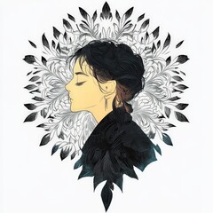 Fototapeta premium vector, art, illustration, design, tattoo, pattern, butterfly, flower, floral, decoration, beauty, ornament, woman, tribal, silhouette, black, skull, symbol, love, shape, nature, vintage, fantasy, wal
