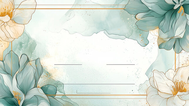 Art nouveau gift certificate design with flowing floral borders