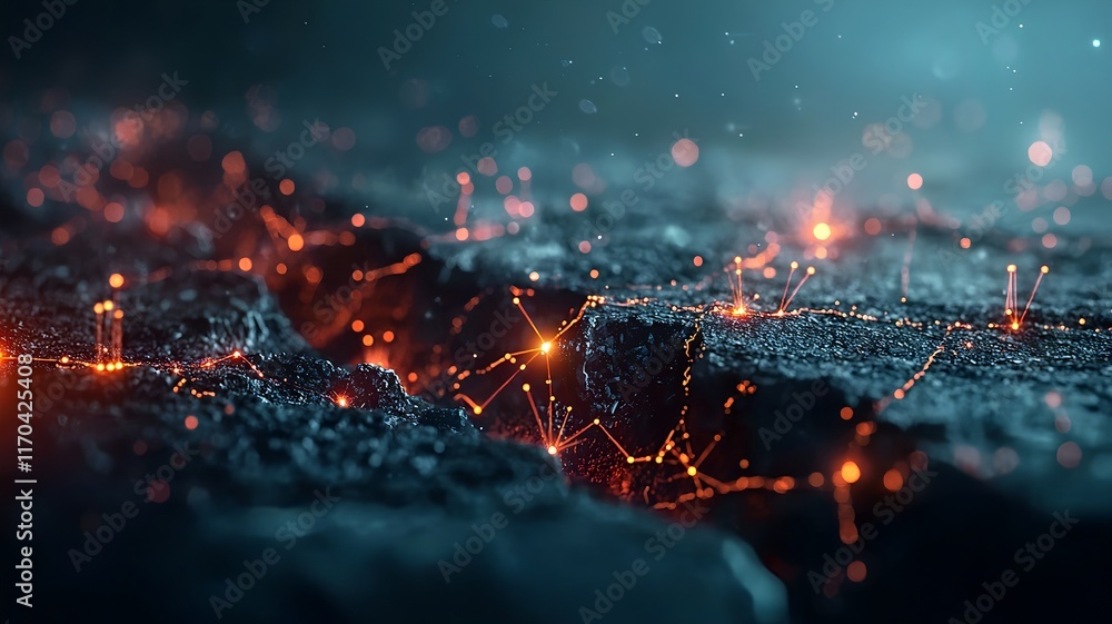 Poster a captivating quantum simulation depicting the complex dynamics of earthquake prediction models with