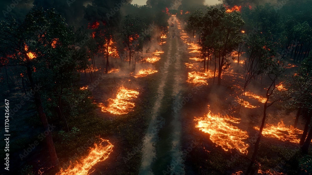 Poster quantum powered virtual twin simulation forecasts the spread of forest fires using advanced data vis