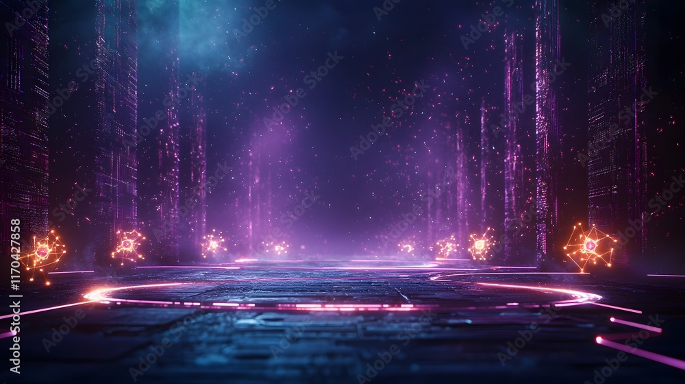 Poster a highly detailed holographic representation of quantum enhanced cybersecurity with glowing quantum 