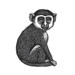 Fototapeta premium A detailed illustration of a sitting monkey in a stylized design.