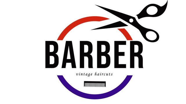 Barber icon isolated on white background. Hairdresser logo or sign. 4K video looping motion animation.