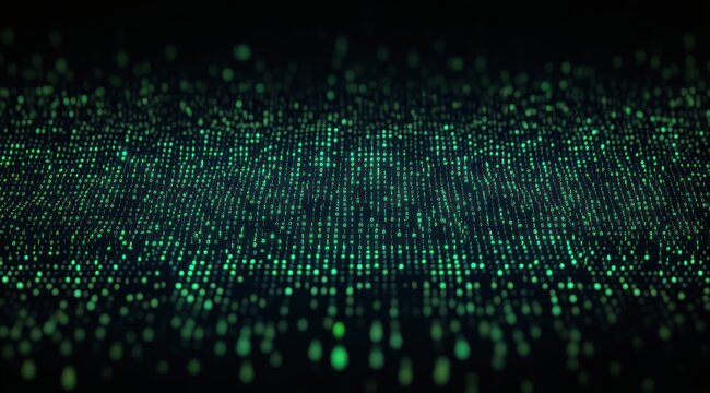 Glowing Green Binary Code Abstract Background