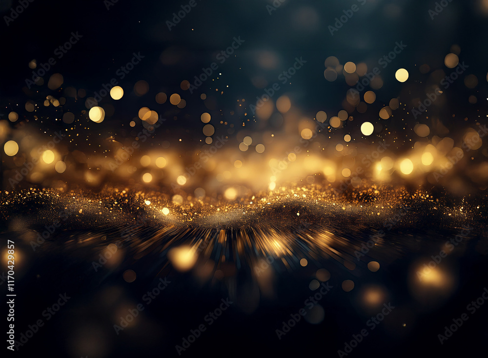Poster a mesmerizing swirl of golden particles shimmers in the dark, creating a magical, ethereal glow. the