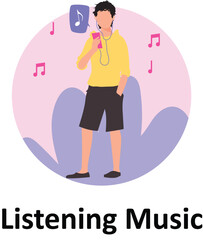 Listening Music Vector illustration which can easily modify or edit