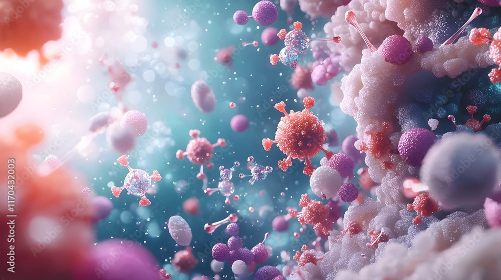 Poster visually captivating 3d holographic model showcasing the molecular interactions and dynamics of quan