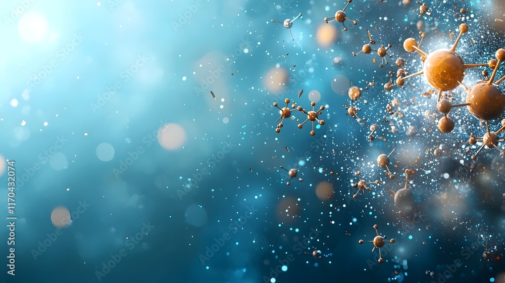 Poster dynamic holographic model showcasing the molecular interactions and visualizations of quantum enhanc