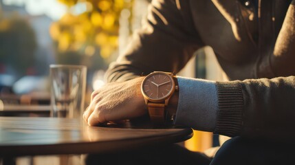 Modern Timepiece on Alert in Cozy Caf&eacute; Setting