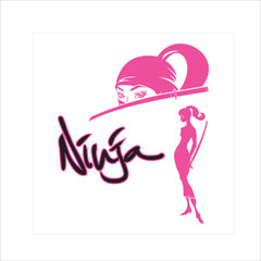 Vector illustration of a female ninja silhouette.