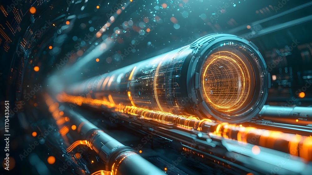 Poster futuristic virtual twin powered by quantum computing simulating hyperloop transport networks with gl