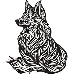 Fototapeta premium A stylized illustration of a fox, featuring intricate leaf patterns.
