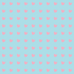 Seamless pattern with hearts,Pink heart in pink dot line on blue background.