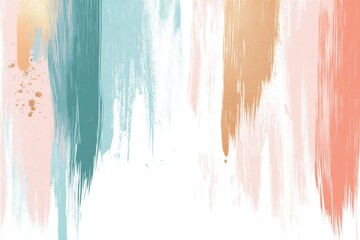 Abstract background with pastel-colored paint brush strokes on a white, vertical striped surface
