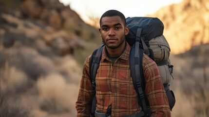 Obraz premium Young Hiker in Nature with Backpack 